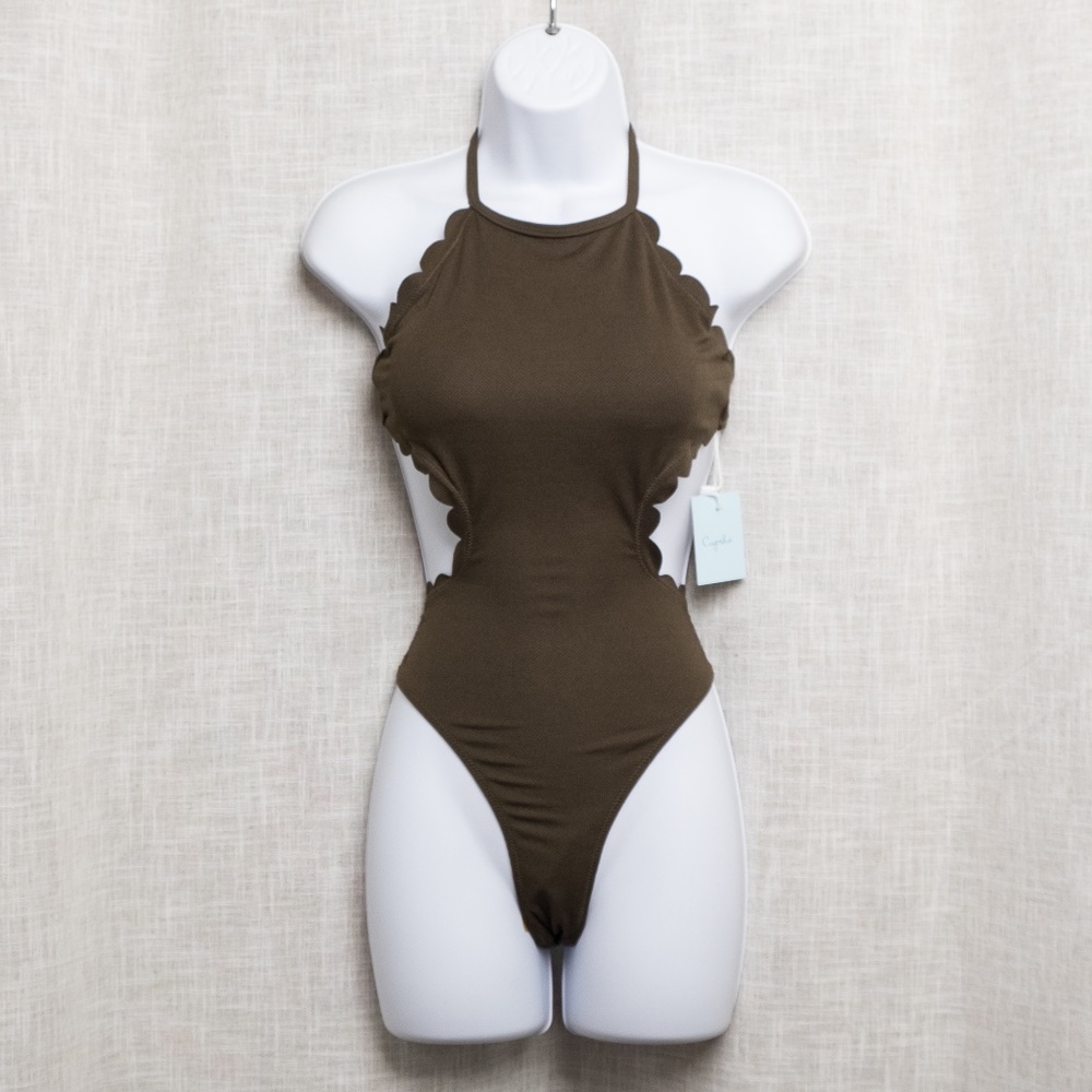 Olive Green One Piece Swimsuit